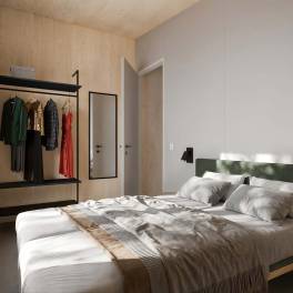 The Slaapkamer of Type eco-lodge - 4P in Vastgoedfonds – Goldberg Gardens Vorden