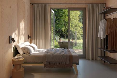 The Slaapkamer of Type wellness-lodge - 2P in Vastgoedfonds – Goldberg Gardens Bleijenbeek